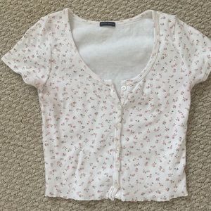 Brandy Melville Pink Flower button up shirt